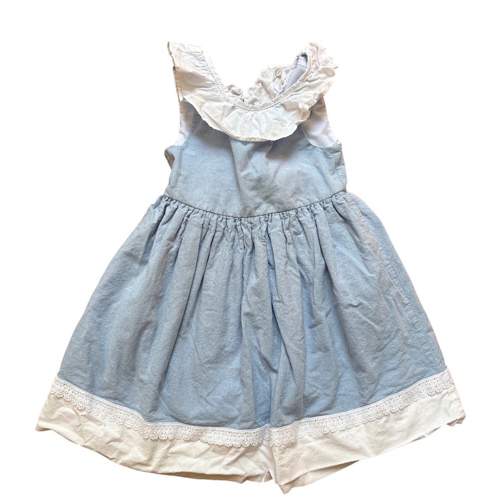 Max Studio Kids Dress Girls Blue‎ Good Ruffle Collar Lace Trim SIZE 6